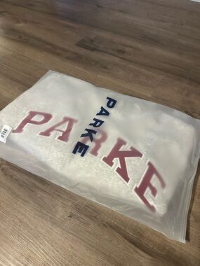 NWT Parke Valentines Varsity Mockneck / Grey + Crimson